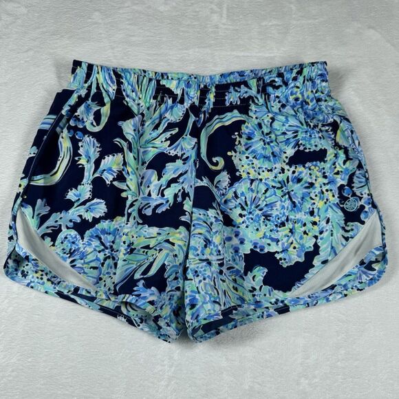 Lilly Pulitzer Ocean Trail XXS Shorts Luxletic Blue Mermaid Gym Running - Picture 1 of 6